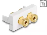 Delock Easy 45 81398 modulis su fiksatoriumi, 2x gnybtas, spalvos žiedas raudonas/juodas, baltas RAL 9003