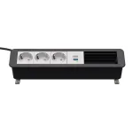 Kindermann CP Office stalinis maitinimo ir jungčių blokas, 6 lizdai, 3x Schuko ki&scaron;tukiniai lizdai, 1x USB-C PD 60W, 3 m laidas, sidabrinis