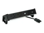 Bachmann Desk 2 Alu ki&scaron;tukinis lizdas ant stalo - 2x UK Type G lizdai - 2 m kabelis - juoda