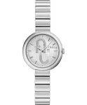 Furla Logo moteri&scaron;kas laikrodis WW00005011L1, 32 mm, rožinio aukso spalvos nerūdijančio plieno korpusas, rožinė odinė apyrankė, kvarcinis analoginis
