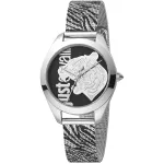 JUST CAVALLI Moteri&scaron;kas Laikrodis JC1L210M0045 32mm Sidabrinis Nerūdijančio Plieno Tinklinė Apyrankė Kvarcinis Analoginis