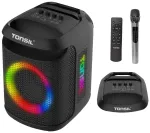Tonsil Party Dance 800 ne&scaron;iojamas Bluetooth garsiakalbis su karaoke, disko LED, 80 W RMS, 2x8 inch žemų dažnių garsiakalbiais, juodas