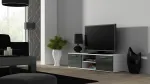 Cama Meble SOHO 140 TV komoda, balta/pilka blizgi
