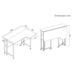 MCN Maclean Sulankstomas stalas, juodas, mobilus, 100x73 cm, max. 50 kg, kampinis, L formos, MC-126 L/B