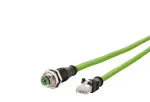 METZ CONNECT 142M2X25100 pramoninis eterneto kabelis - 10 m Cat 6a S/FTP, M12 X-kodavimo ki&scaron;tukas į RJ45 ki&scaron;tuką, halogenų neturinti žalia