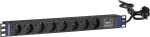 DSIT DS-8PDU-SPD 19 colių Rack montuojamas maitinimo skirstytuvas su apsauga nuo vir&scaron;įtampių, 8 lizdai, 2 m laidas, 16A, 1U, juodos spalvos