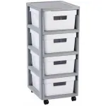 Curver Infinity mobilus saugojimo bok&scaron;tas su 4 stalčiais, 40 L, pilkas/baltas