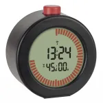 Radijo bangomis valdomas žadintuvas TFA Dostmann 60.2569.01, didelis ekranas, laikmatis, juodas/raudonas