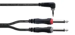 Cordial 14869 garso Y-adapterio kabelis 3,5 mm stereo lizdas į 2x 6,3 mm mono lizdą, 5 m, juodas