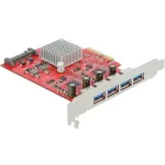 Delock PCI Express x4 kortelė 4 x i&scaron;oriniai SuperSpeed USB 10 Gbps (USB 3.2 Gen 2) USB Type-A lizdai - USB adapteris - PCIe 3.0 x4 - USB 3.2 Gen 2 x 4 (90481)