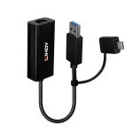 Lindy USB 3.2 Gen 1 Gigabit Ethernet keitiklis, laidinis USB Ethernet, 5000 Mbit/s, juodas