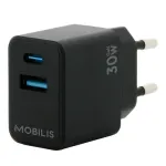 Mobilis 001362 universalus mobiliųjų įrenginių įkroviklis, juodas, AC Auto
