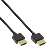 InLine High Speed HDMI kabelis su Ethernet, AM/AM, itin plonas, juodas/auksinis, 1,5 m