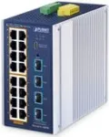 Valdomas Ethernet jungiklis PLANET pramoninis L2+ 16 prievadų 10/100/1000T PoE 4 prievadai 10G SFP+