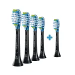 Philips Premium Plaque Defence HX9045/88 &scaron;epetėlių galvutės 4+1 pakuotė 5 vnt. Juodos