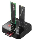 &bdquo;CoreParts MS-CLONER-M2-SD&ldquo; M.2 dviejų lizdų dėklas su 1:1 klonavimo funkcija, juodas, USB Type-C