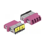 Optinis skaidulų jungiklis DeLOCK 86906 LC Quad moteri&scaron;kas į LC Quad moteri&scaron;ką daugiamodis violetinis