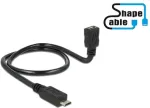 Delock 83925 OTG ShapeCable USB pailginimo kabelis, 5 kontaktų Micro-USB B lizdas į Micro-USB B ki&scaron;tuką, 0,5 m, juodas