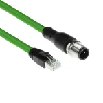 Pramoninis jutiklio kabelis ACT SC4406 1,5 m M12D 4 kontaktų vyri&scaron;kas stačiu kampu į RJ45 vyr., Superflex Xtreme TPE, ekranuotas