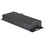 StarTech.com 4 prievadų USB C stotelė 10Gbps - Metalinė pramoninė USB Type-C stotelė su 3xUSB-A ir 1xUSB-C - ESD ir vir&scaron;įtampio apsauga - USB-C arba USB-A pagrindinis - su maitinimu, montuojama USB 3.2 Gen 2 stotelė