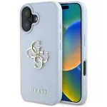 Guess Grained Big 4G Logo Small Classic Logo Back Cover, skirta Apple iPhone 16 &ndash; mėlyna