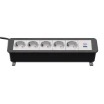 Kindermann CP Office Desk 6-Fold 5x Schuko 1x USB-C PD 60W Power Strip with Clamp