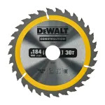 DEWALT TCT Circular Saw Blade 184x30mm 30T +10&deg; Rake with 20mm Reducing Ring