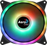 Aerocool DUO14 140 mm kompiuterio ventiliatorius su ARGB LED dvigubu žiedu, antivibracinėmis pagalvėlėmis, 6 kontaktų, juodas