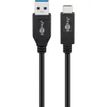 Wentronic goobay USB kabelis - USB-C (ki&scaron;tukas) į USB A (ki&scaron;tukas) - USB 3.1 Gen 2 3 A - 50 cm - apvalus - juodas (41073)