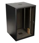 EFB OFF-1868TS.V1RW-AK 18U 19 inch grindinis serverių kabinetas, 800 kg statinė apkrova, grūdinto stiklo durys, juodos spalvos RAL 9005