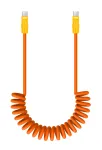 Newell USB-C į USB-C laidas 100 W, 1,5 m, silikoninis, spiralinis, oranžinės-geltonos spalvos