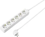 SYGONIX SY-4890998 6 lizdų Schuko elektros prailgintuvas, baltas, 1,5 m kabelis, be jungiklio