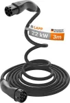 LAPP MOBILITY savaime susivyniojantis Type 2 elektromobilio įkrovimo kabelis, 22 kW, 3 m, juodas (75749)