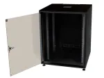 IT-BUDGET 19 inch Tinklo spintelė SJB, 12U, 600x600 mm (P x G), stiklinės durelės, galinė panelė, juoda