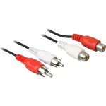 Goobay 50027 stereo RCA pailginimo kabelis, 2x RCA ki&scaron;tukai į 2x RCA lizdus, 5 m, juodos spalvos