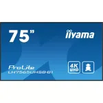 &bdquo;iiyama LH7565UHSB-B1&ldquo; reklaminis ekranas su kiosko dizainu 189,2 cm (74,5 col.) LED Wi-Fi 800 cd/m&sup2; 4K Ultra HD juodas su integruotu procesoriumi Android 11 24/7