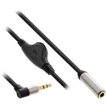 InLine Slim Audio kabelis 3,5 mm M kampu / F, su garsumo valdymu 0,25 m