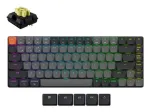 Mechaninė klaviatūra Keychron K3X-B4 &mdash; 75% žemo profilio, laidinis ir Bluetooth 5.2, USB-C, RGB foninis ap&scaron;vietimas, pilka, baterija iki 124 h