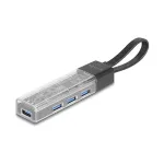 DELOCK USB 3.2 Gen 1 4 prievadų &scaron;akotuvas su Type-A ir Type-C jungtimis (5000 Mbit/s) juodas/permatomas