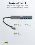 Goobay Slim 4-Port USB-Hub USB-C / USB-A 5 Gbit/s - USB 3.2 lizdas (79158)