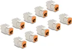 DeLOCK 88117 plok&scaron;čias RJ-45 ki&scaron;tukinis modulis, oranžinis, 10 vnt.