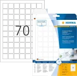 HERMA Special &ndash; Plėvelinės etiketės &ndash; matinės &ndash; lipnios &ndash; Baltos &ndash; 24 x 24 mm &ndash; 1750 vnt. (25 lapų x 70) (8339)