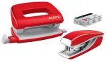 Leitz Segtuvas ir skylių perforatorius Mini WOW, 10 lapų, Raudonas, P2, Metalinis, 80 g/m&sup2;, 3.5 cm