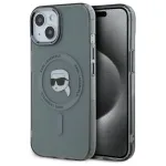 Karl Lagerfeld KLHMP15SHLSKIK Hardcase IML Metal Karl Head MagSafe, skirta Apple iPhone 15 6,1 inch, juoda