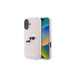 Karl Lagerfeld KLHMP16MSKCHPPLP &bdquo;iPhone 16 Plus&ldquo; 6,7 inch rožinis silikoninis kietas dėklas su Double Heads Print ra&scaron;tu ir MagSafe