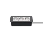 Kindermann CP Office Frame 3-Fach 3x Power Socket Desk Connectivity Panel Sidabrinis/Juodas