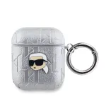 Karl Lagerfeld PU Embossed Karl Head Case, skirtas AirPods 1/2, sidabrinis