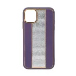 iLike Apple iPhone 11 Diamonds and Leather Case Purple