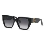 Philipp Plein moteri&scaron;ki akiniai nuo saulės SPP160-570700 juodas acetato rėmelis, pilki lę&scaron;iai, 57 mm