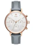 MVMT Women's Nova Chrono laikrodis 38 mm rožinio aukso plieno korpusas, žalias odinis dirželis D-FC01-RGGR